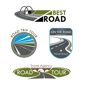 Vector icons set for road travel or trip company