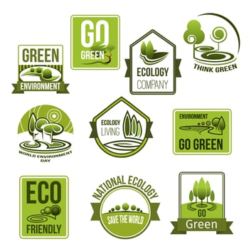 Vector icons set for nature ecology environment