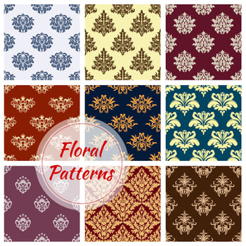 Vector pattern of floral damask seamless ornament