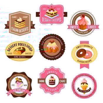 Vector icons set for pastry dessert cakes