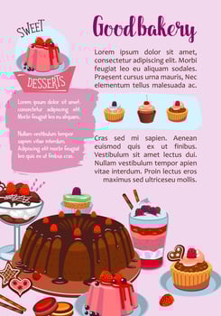 Vector poster for bakery shop pastry desserts