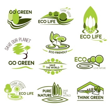 Eco nature and green ecology vector icons set