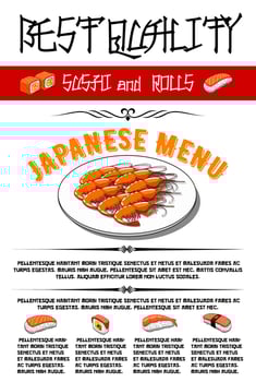 Japanese vector menu for sushi and rolls