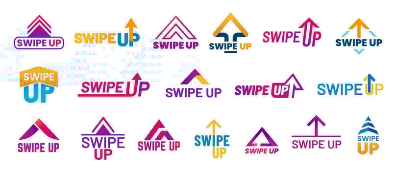 Swipe up icons and buttons, scroll and drag arrows vector