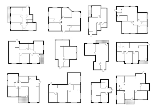 Apartment floor plans, house room layout vector