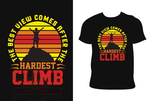 CLIMBING VINTAGE T-SHIRT DESIGN. CLIMBING VINTAGE T-SHIRT. Climbing vintage free Vector. vector