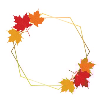 Autumn circle frames with colorful maple leaves vector