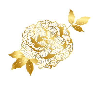 Golden peony flower in oriental trend vector