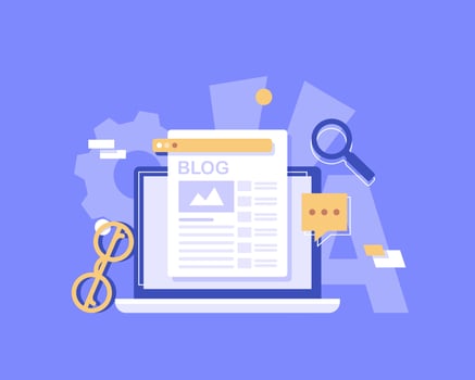 Business Blogging, Commercial Blog posting, Internet Blogging service flat design vector