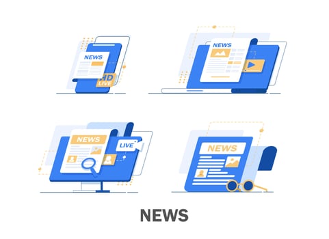 Newspapers and coffee mugs,Morning coffee with world news,flat design icon vector illustration