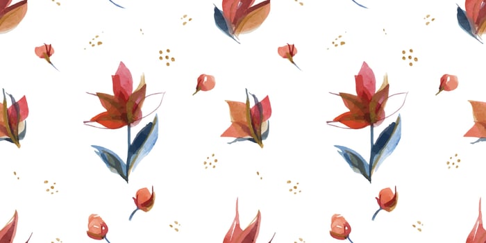 Seamless pattern with blue and orange folk roses vector