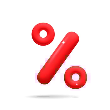 3d vector red sale label discount percent symbol design