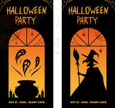 Halloween Vertical Banners. Witch and ghosts. Halloween party. Flyers. vector