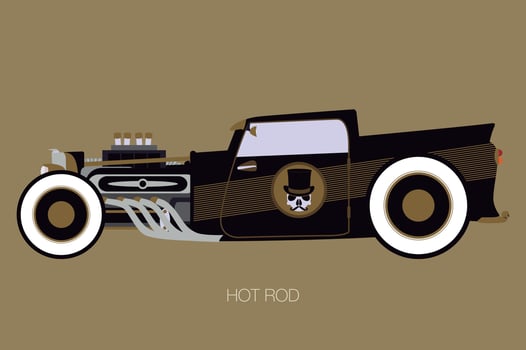 pick up hot rod, side view of car, automobile, motor vehicle vector