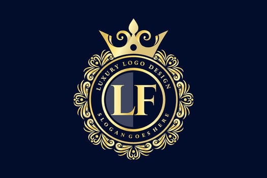 LF Initial Letter Gold calligraphic feminine floral hand drawn heraldic monogram antique vintage style luxury logo design Premium Vector