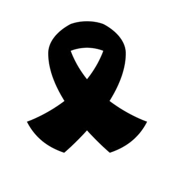 Black awareness ribbon on white background. Mourning and melanoma symbol vector