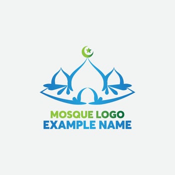 Islamic logo template, Ribbon islamic dome palace logo design template. elegant tower, dome, mosque logo ideas. inspiration logo design. template vector illustration.
