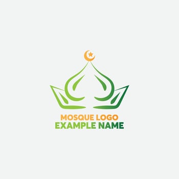 Islamic logo template, Ribbon islamic dome palace logo design template. elegant tower, dome, mosque logo ideas. inspiration logo design. template vector illustration.
