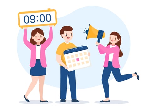 Event Planner Template Hand Drawn Cartoon Flat Illustration with Planning Schedule, Time Management, Business Agenda and Calendar Concept vector