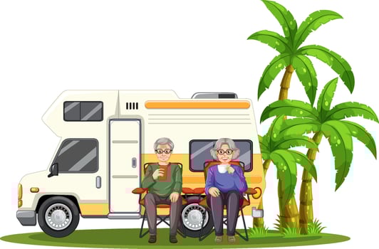 A senior couple cartoon character on holiday vector