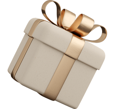 Realistic white paper gift box with golden ribbon bow. Concept of abstract holiday, birthday or wedding present or surprise. 3d high quality isolated render png