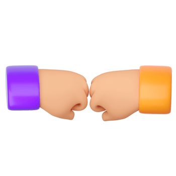 3d Human punching. Business succes, teamwork, agreement, friendship and ovation concept. High quality isolated render png