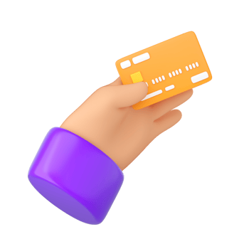 3d Human hand holding bank orange credit card. Online payment, mobile bankind, transaction and shopping concept. High quality isolated render png