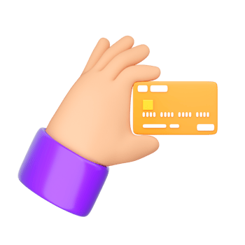 3d Human hand holding bank orange credit card. Online payment, mobile bankind, transaction and shopping concept. High quality isolated render png