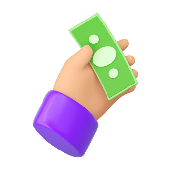 3d Human hands holding green banknote. Online payment, mobile bankind, transaction, saving money and shopping concept. High quality isolated render png