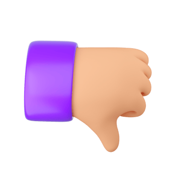 Human hand thumb down symbol with fingers gesture. Dislike, negative, bad feedback or disagreement concept. Realistic 3d high quality render isolated png