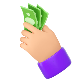 3d Human hands holding green banknotes. Online payment, mobile bankind, transaction, saving money and shopping concept. High quality isolated render png