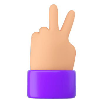 Peace sign human hand gesture. Love, peace, v or victory concept from fingers of cartoon character. Realistic 3d high quality render isolated png