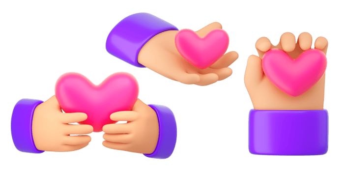 Human hand holding pink heart. Love, like, romantic, peace, donor or donation concept. Icon for social media. Realistic 3d high quality render isolated png