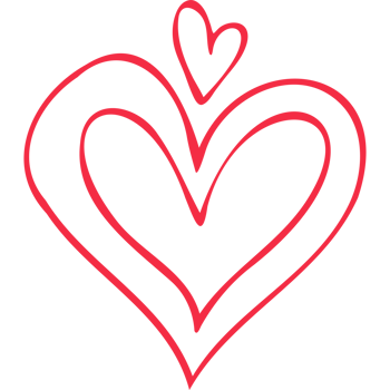 Simple red heart, hand drawn illustration in doodle style. Valentine's day, love, romance. Transparent PNG clipart