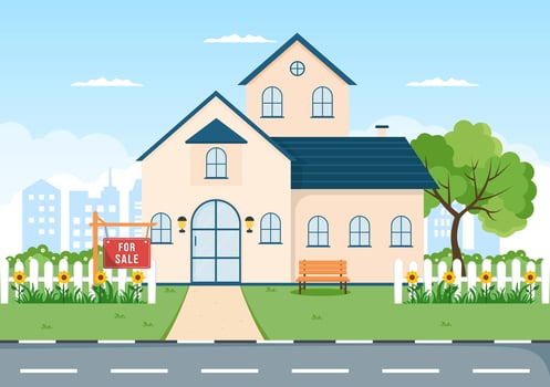 Land Broker Template Hand Drawn Cartoon Flat Illustration with Bridging Investors or Buyers and Sellers Agent for Buy, Rent and Sell Property vector