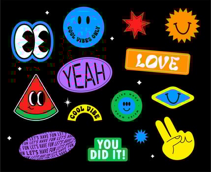 Retro sticker Vector illustration package