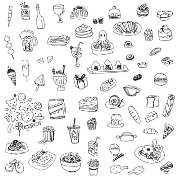 Food and sweet element doodle vector