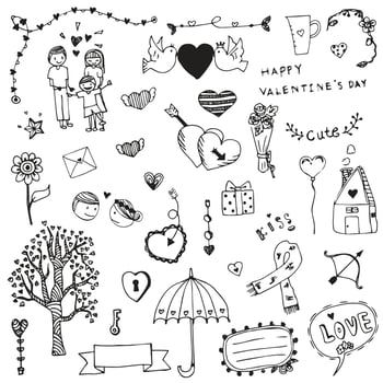 Love heart doodle freehand drawing vector
