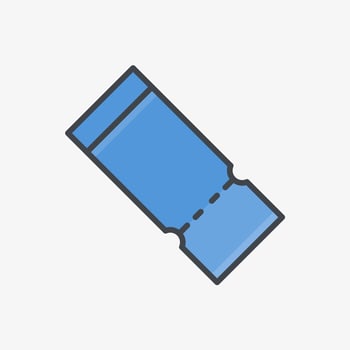 blue ticket flat icon vector illustration on white background