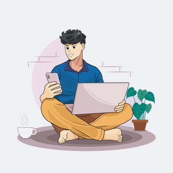 Hygge lifestyle illustration. Work from home vector illustration free download