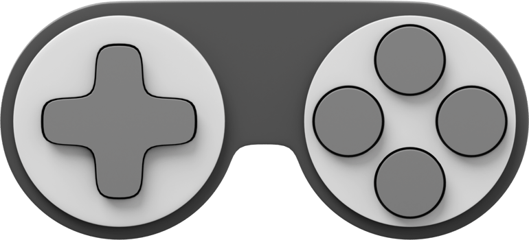 Minimalistic console game controller. PNG gray icon on transparent background. 3D rendering.