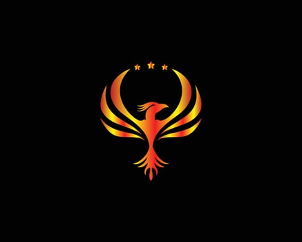 Flying Phoenix Abstract Logo Design Vector Template Logotype Concept.