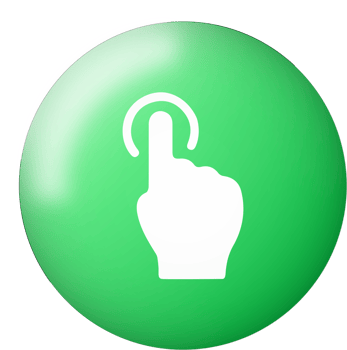 Press here button with realistic green emblem. Click here button icon for user interface. png