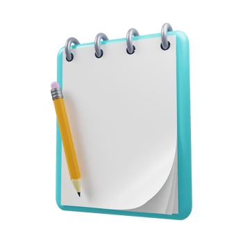 Empty notebook with a pencil. 3D rendering. png