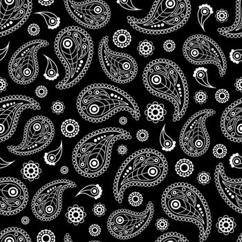Seamless pattern with Paisley ornaments for bandana, kerchief, scarf vector