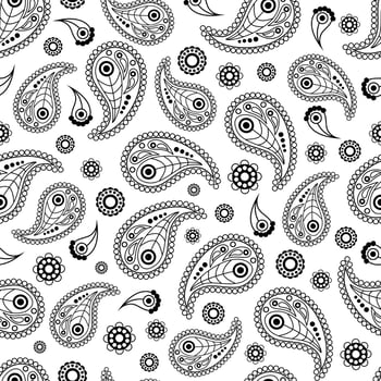 Seamless pattern with Paisley ornaments for bandana, kerchief, scarf vector