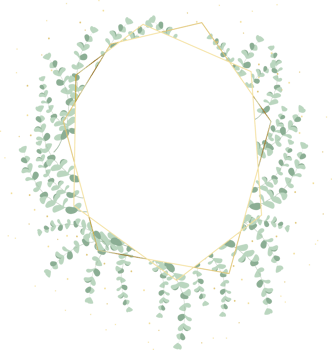 silver dollar eucalyptus leaf wreath with luxury golden frame and glitter png