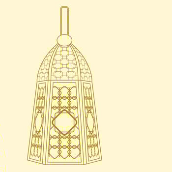 Editable Isolated Standing Patterned Arabian Lamp Vector Illustration in Outline Style for Islamic Occasional Theme Purposes Such as Ramadan and Eid Also Arab Culture Design Needs