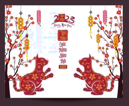 Happy lunar new year 2023, Vietnamese new year, Year of the Cat. vector
