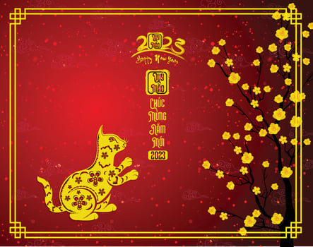Happy lunar new year 2023, Vietnamese new year, Year of the Cat. vector